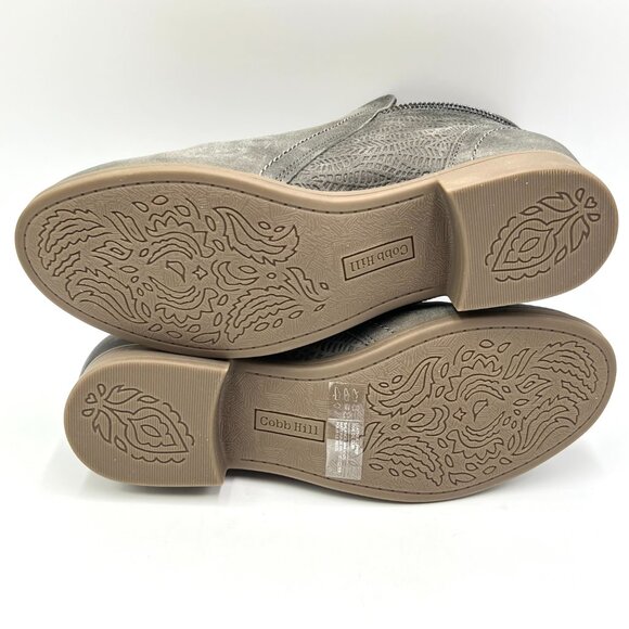 Cobb Hill Womens Size 7 Crosbie Gray - Olive Green Leather Ankle Boots Shoes - Picture 8 of 14